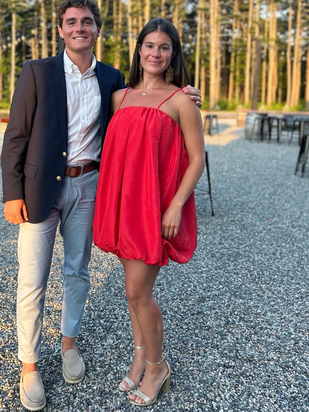 Red Shoulder Tie Dress